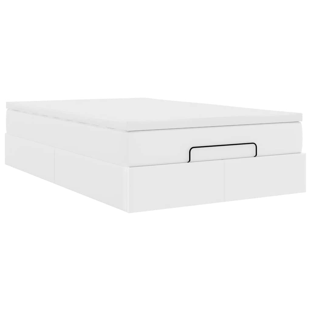 Cadre de lit ottoman avec matelas blanc 120x200 cm similicuir - XIOS