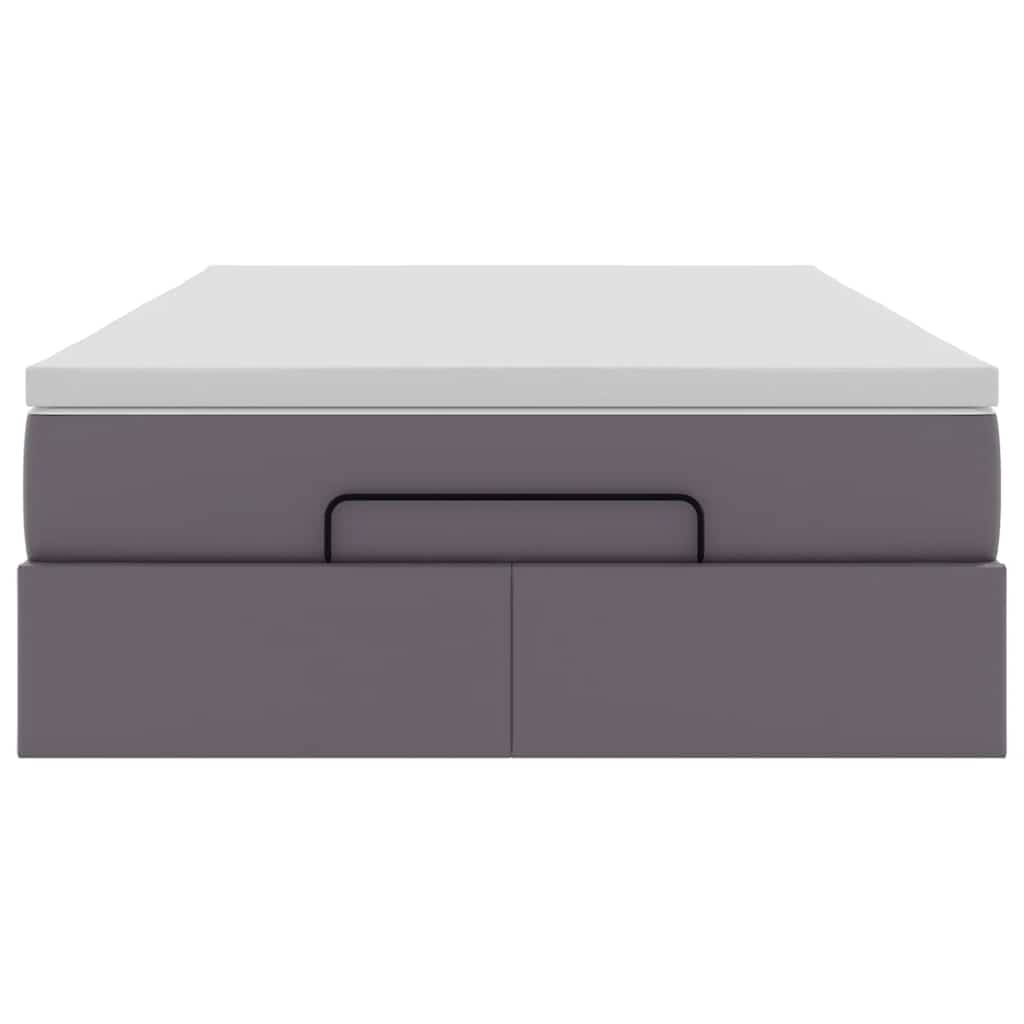 Cadre de lit ottoman avec matelas gris 120x200 cm similicuir - XIOS