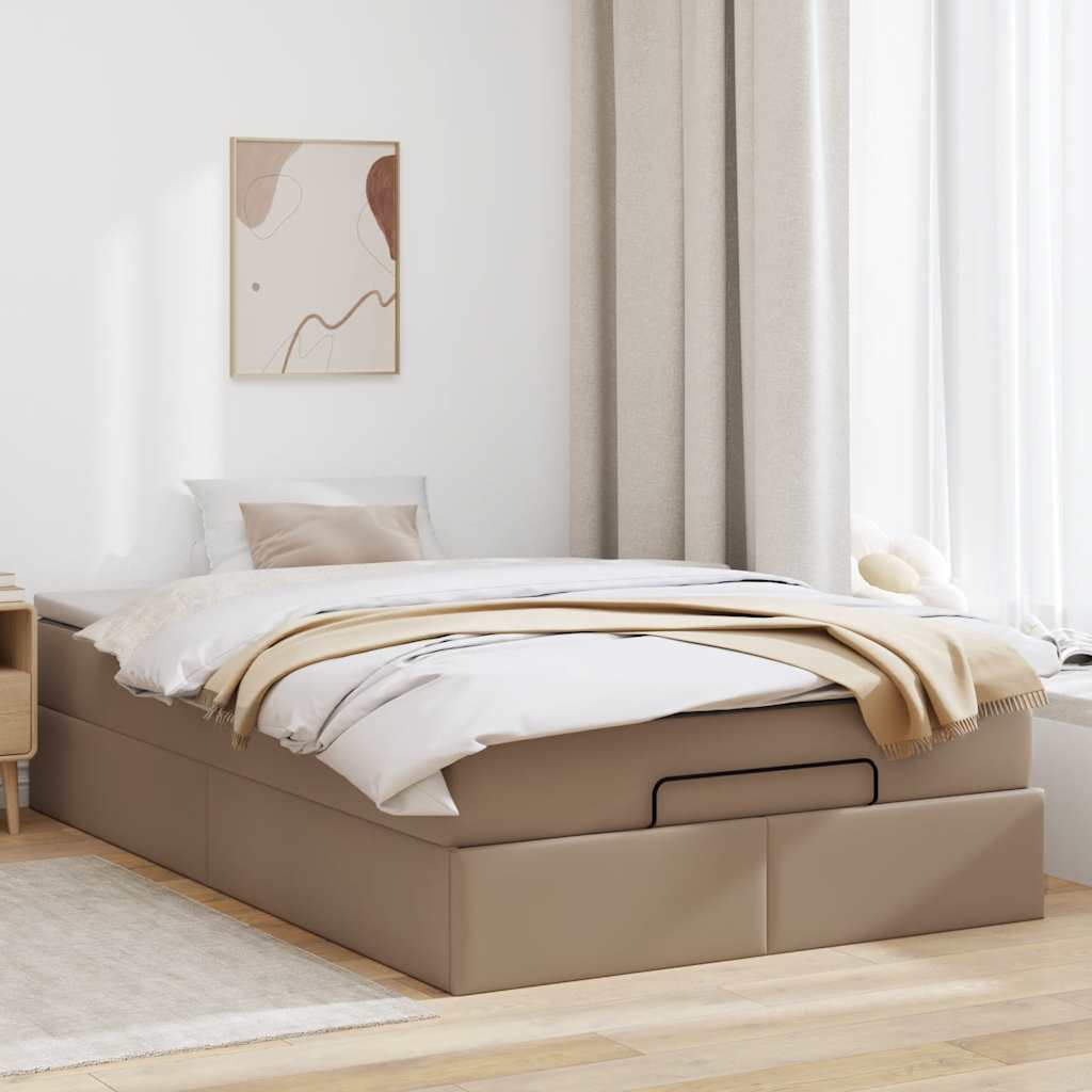Cadre de lit ottoman et matelas cappuccino 120x200cm similicuir - XIOS