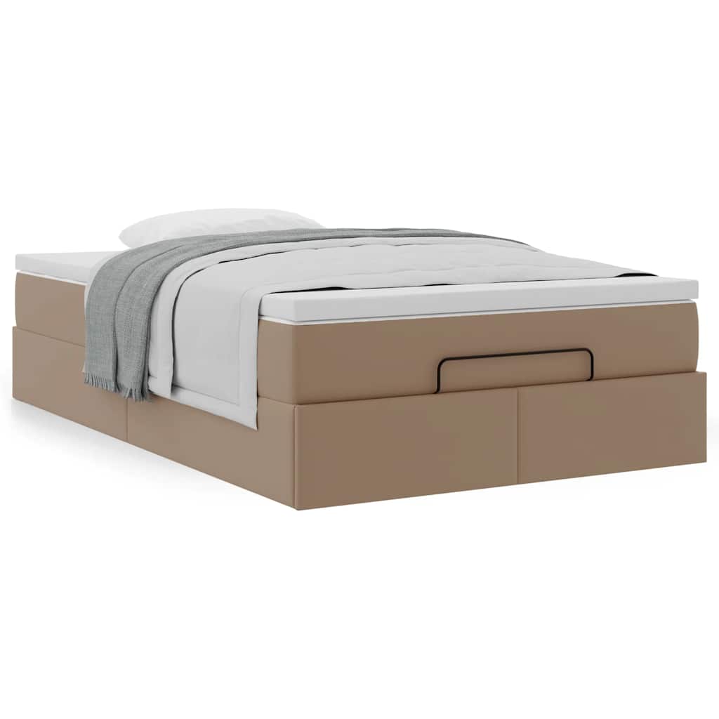 Cadre de lit ottoman et matelas cappuccino 120x200cm similicuir - XIOS