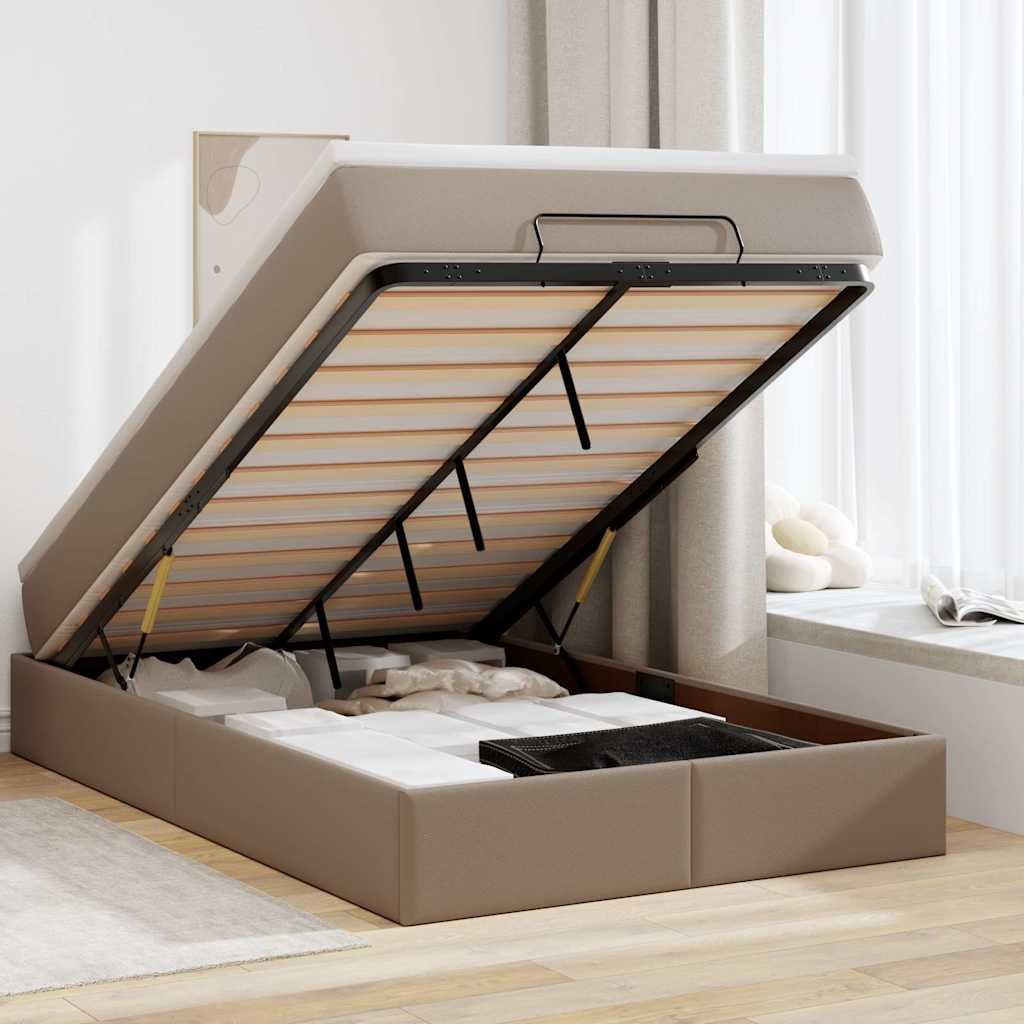 Cadre de lit ottoman et matelas cappuccino 120x200cm similicuir - XIOS