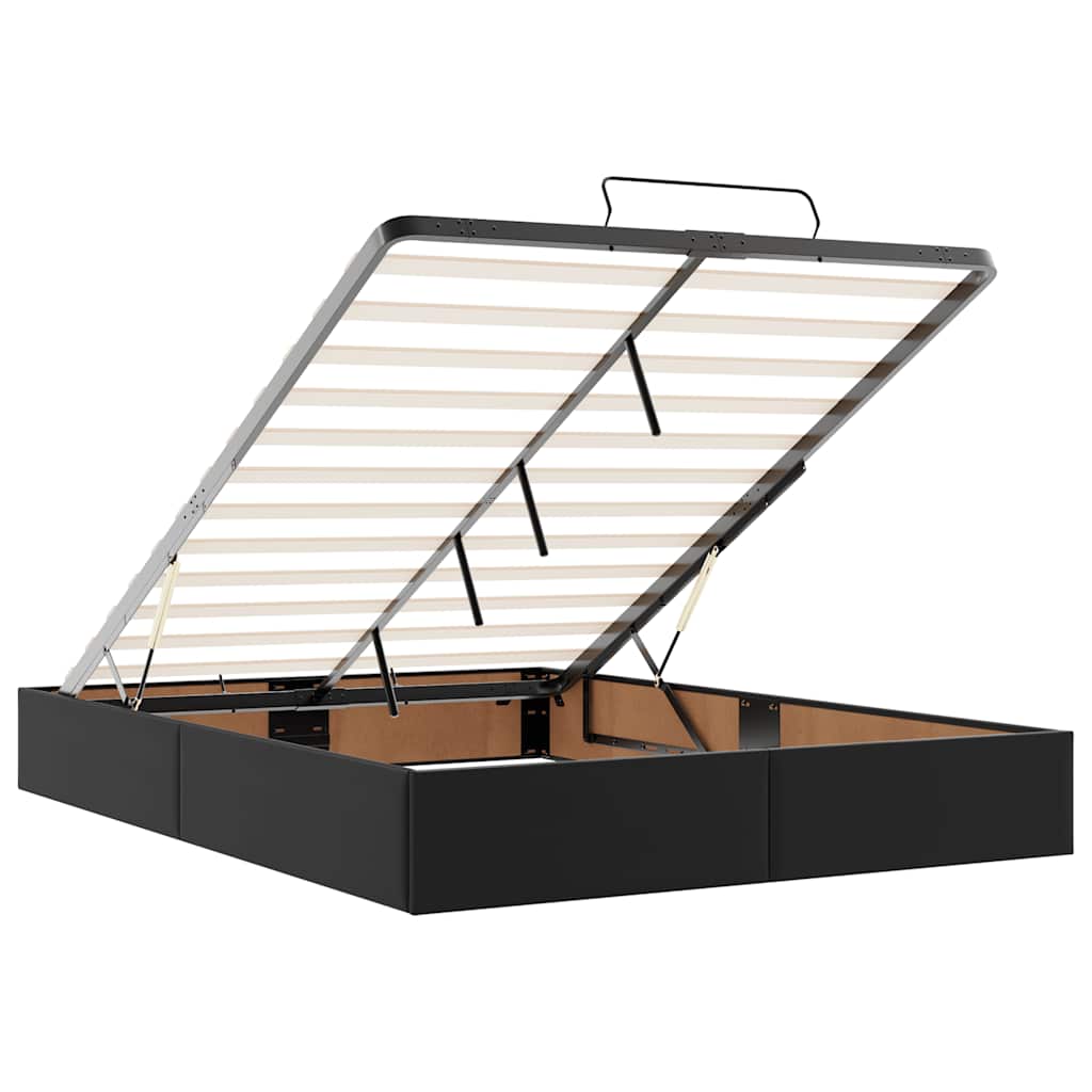 Cadre de lit ottoman avec matelas noir 140x190 cm similicuir - XIOS