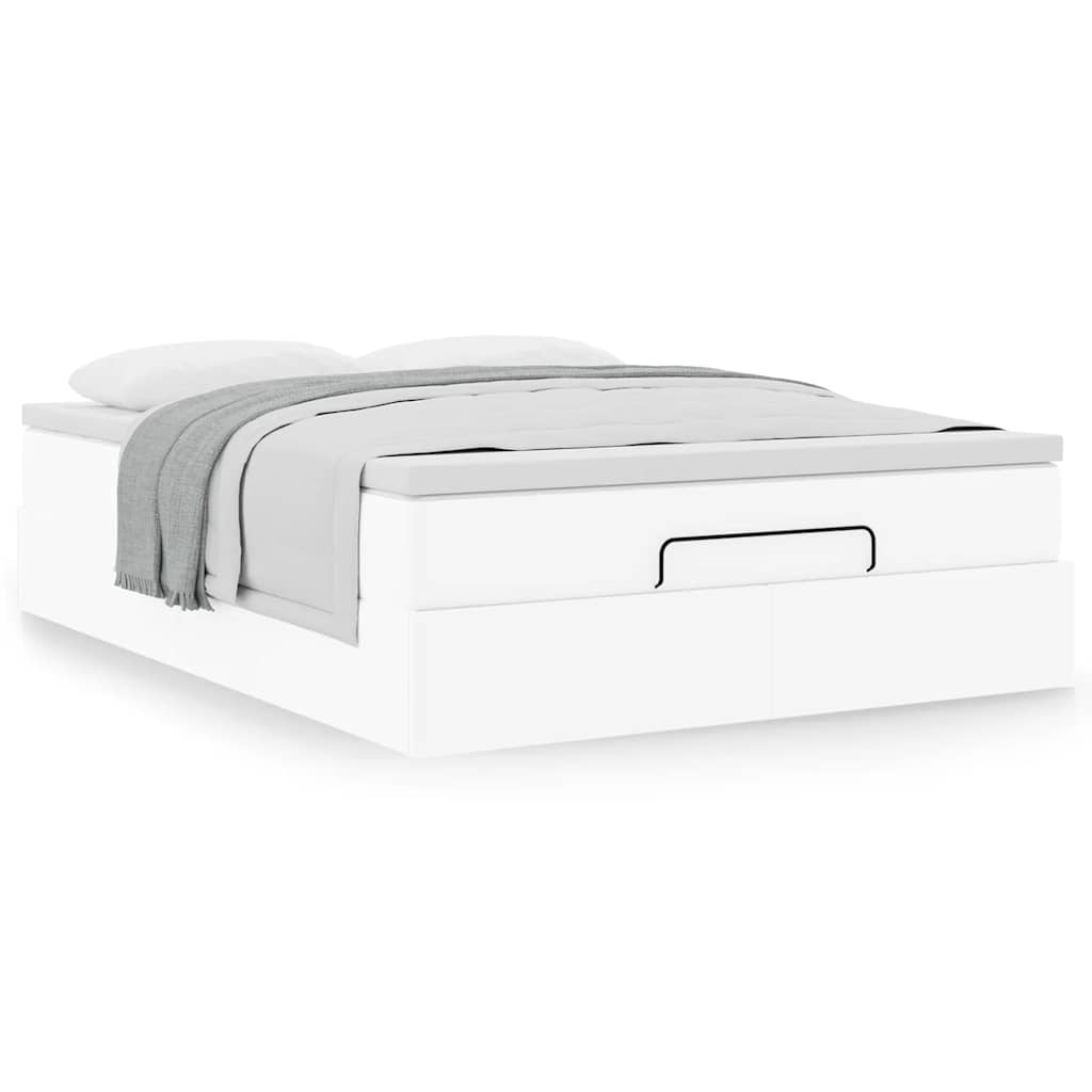 Cadre de lit ottoman avec matelas blanc 140x190 cm similicuir - XIOS