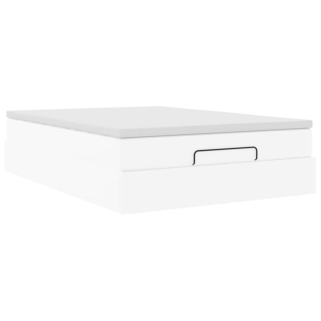 Cadre de lit ottoman avec matelas blanc 140x190 cm similicuir - XIOS