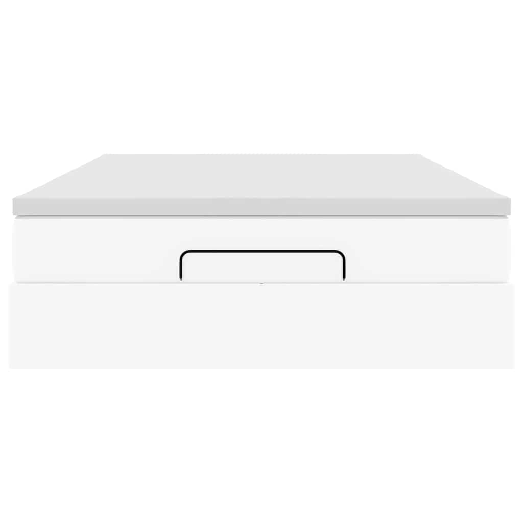 Cadre de lit ottoman avec matelas blanc 140x190 cm similicuir - XIOS