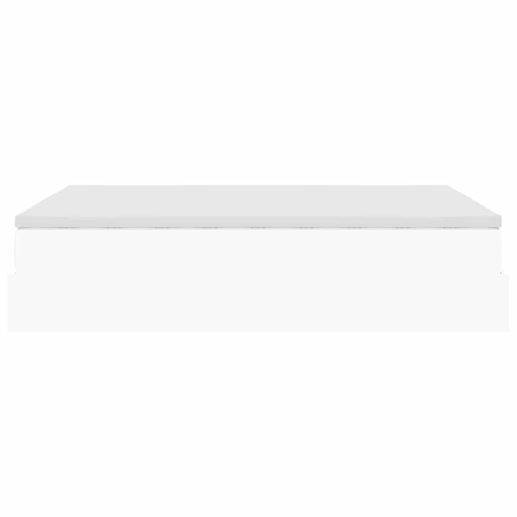 Cadre de lit ottoman avec matelas blanc 140x190 cm similicuir