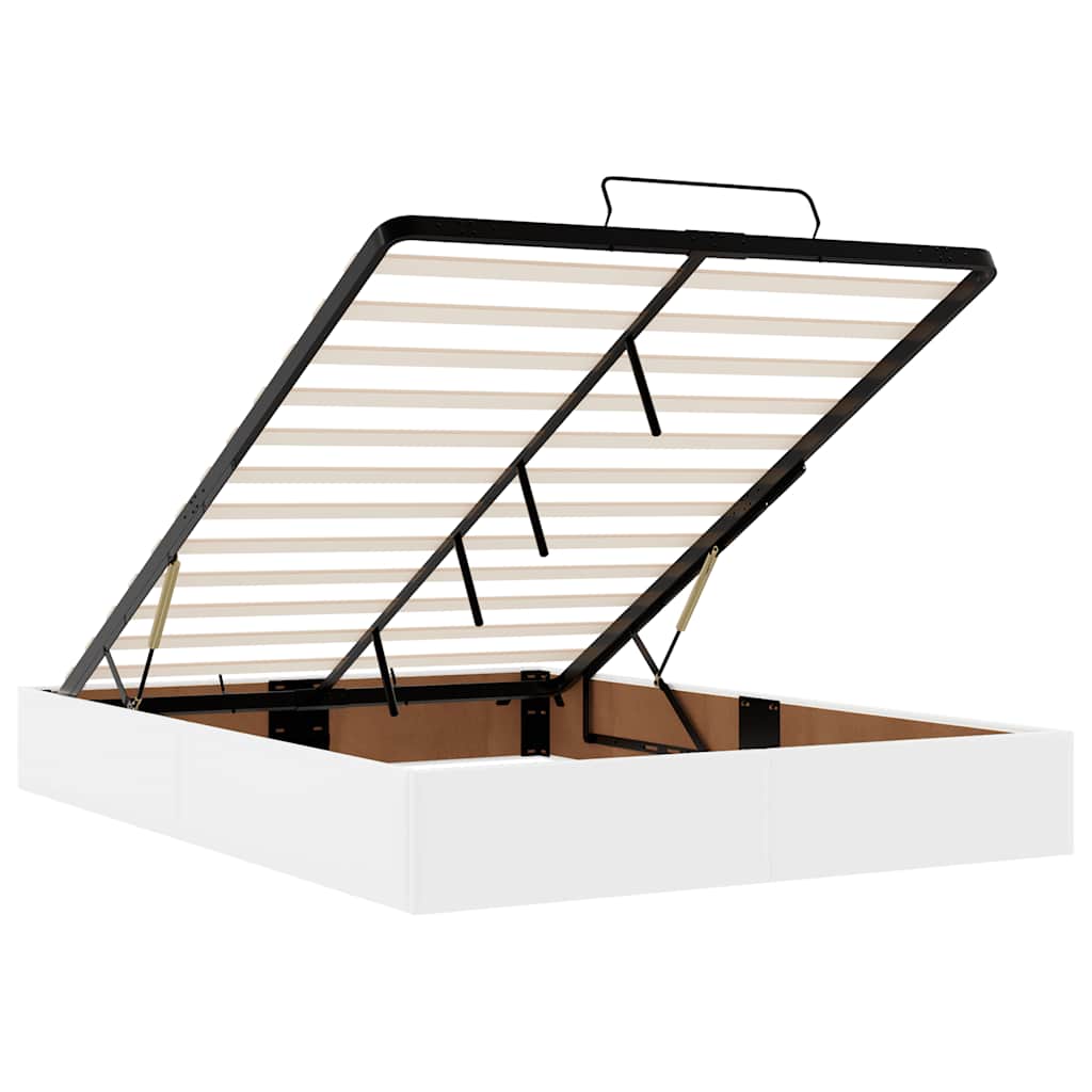 Cadre de lit ottoman avec matelas blanc 140x190 cm similicuir - XIOS