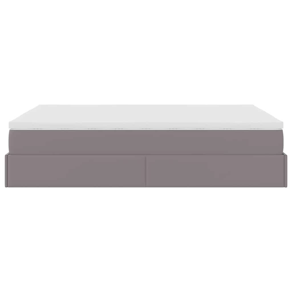 Cadre de lit ottoman avec matelas gris 140x190 cm similicuir