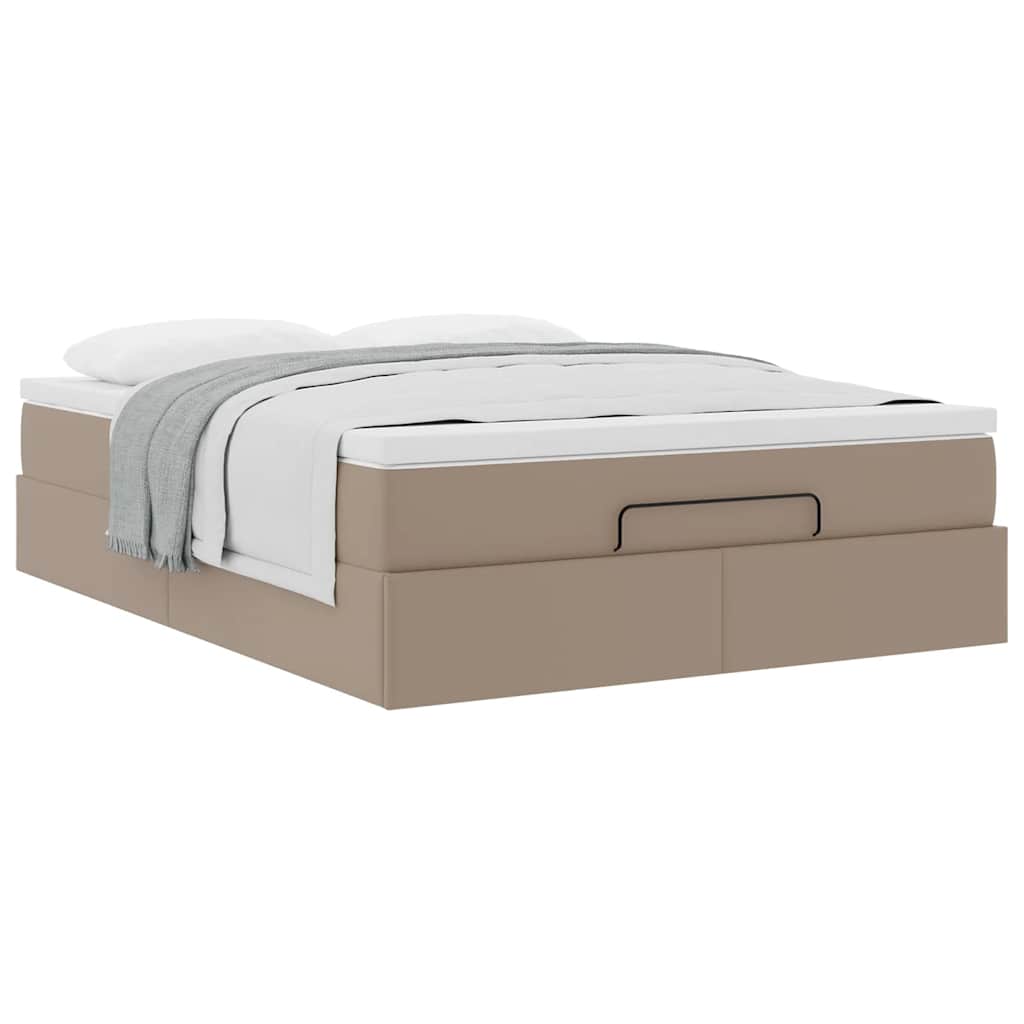 Cadre de lit ottoman et matelas cappuccino 140x190cm similicuir - XIOS