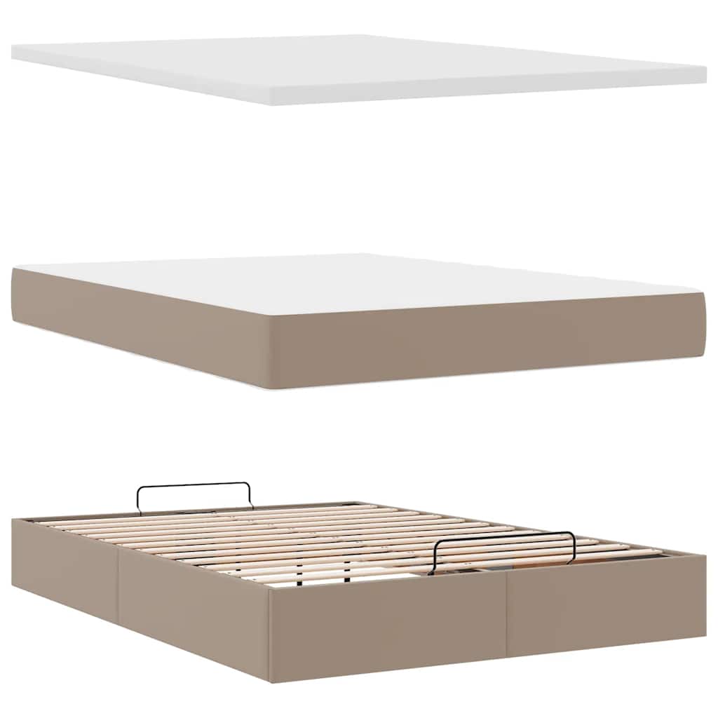 Cadre de lit ottoman et matelas cappuccino 140x190cm similicuir - XIOS