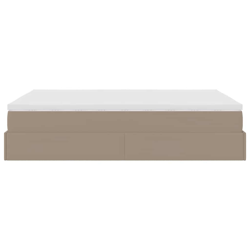Cadre de lit ottoman et matelas cappuccino 140x190cm similicuir