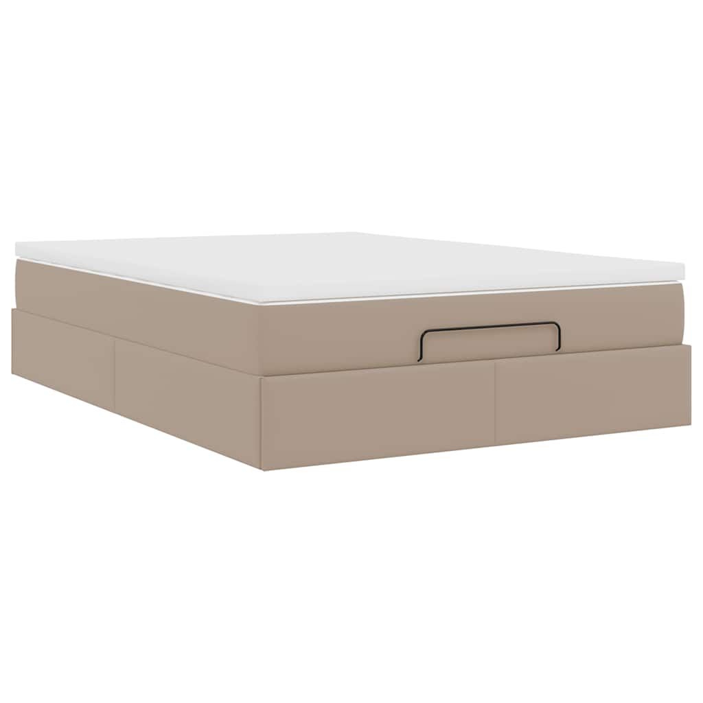 Cadre de lit ottoman et matelas cappuccino 140x190cm similicuir - XIOS