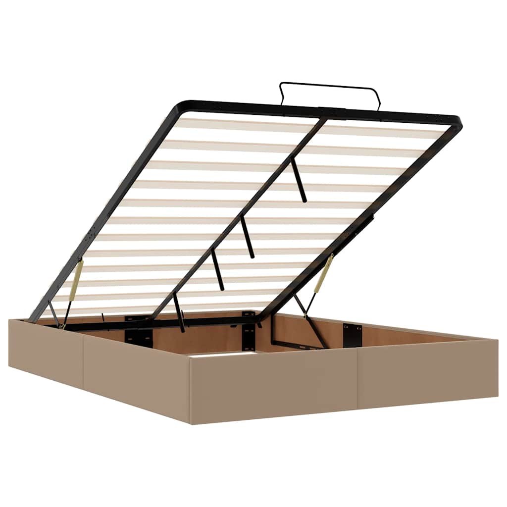 Cadre de lit ottoman et matelas cappuccino 140x190cm similicuir - XIOS