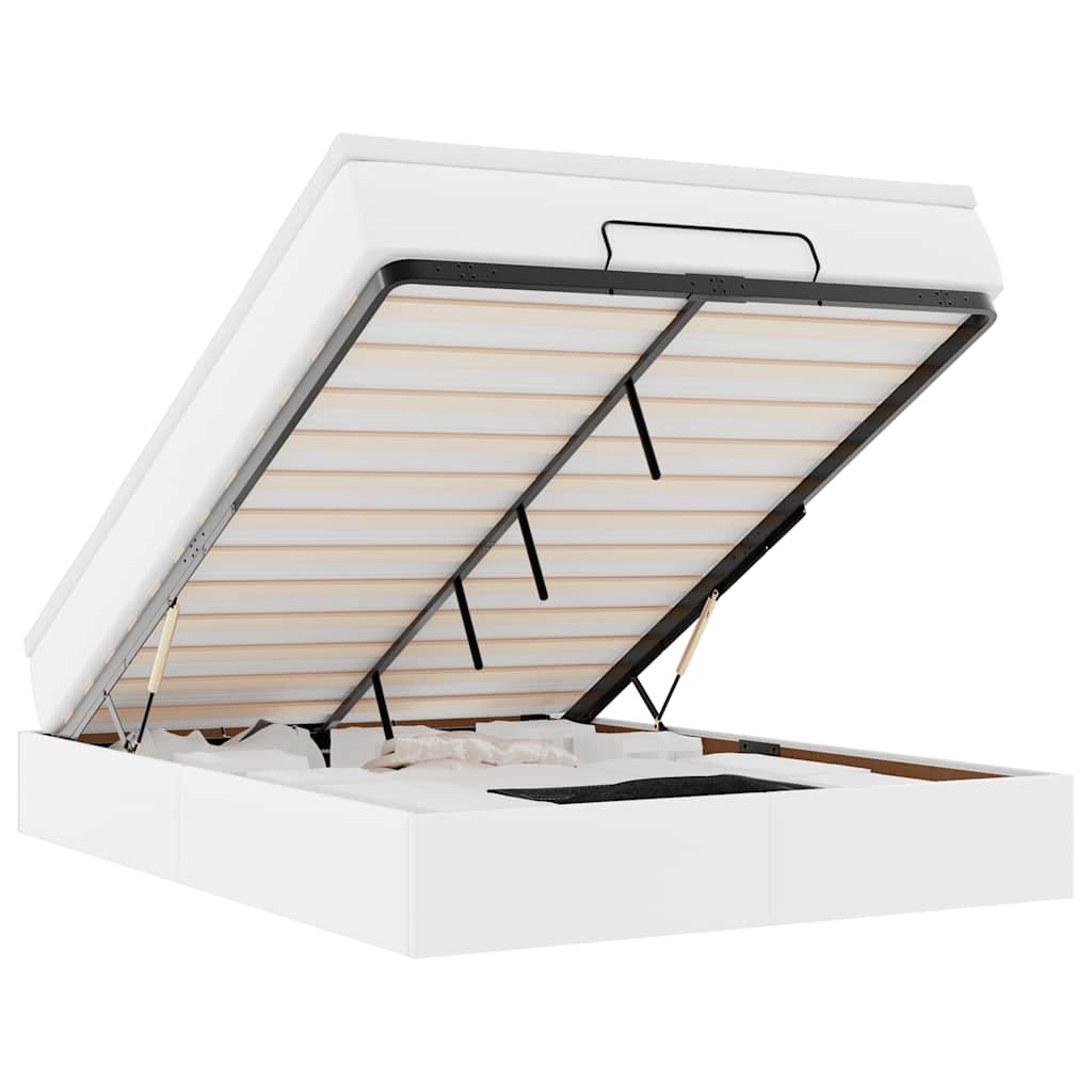 Cadre de lit ottoman avec matelas blanc 140x200 cm similicuir - XIOS