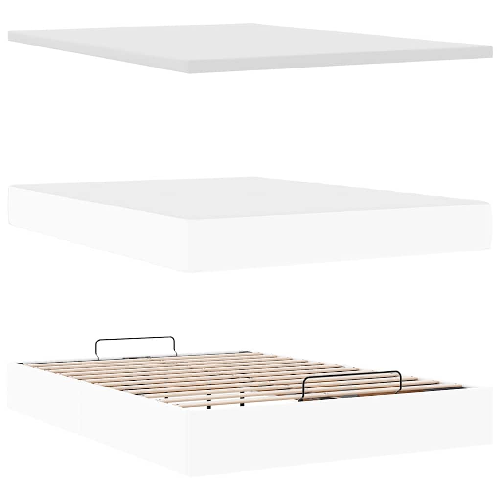 Cadre de lit ottoman avec matelas blanc 140x200 cm similicuir - XIOS