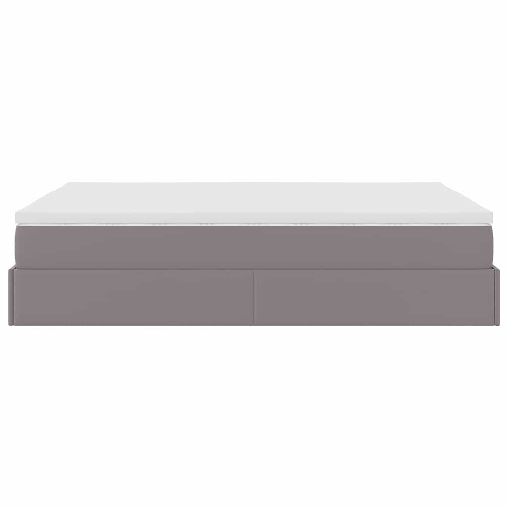 Cadre de lit ottoman avec matelas gris 140x200 cm similicuir - XIOS