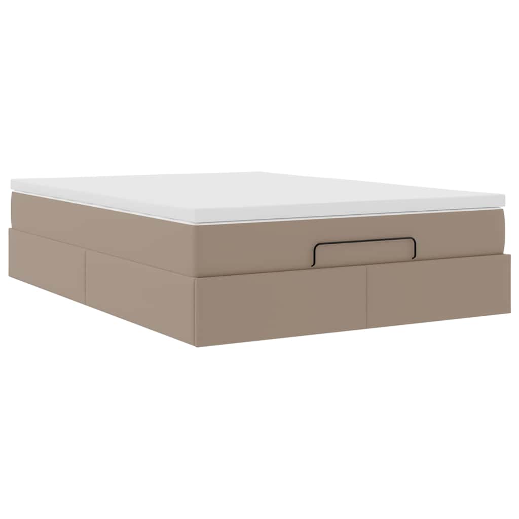 Cadre de lit ottoman et matelas cappuccino 140x200cm similicuir - XIOS