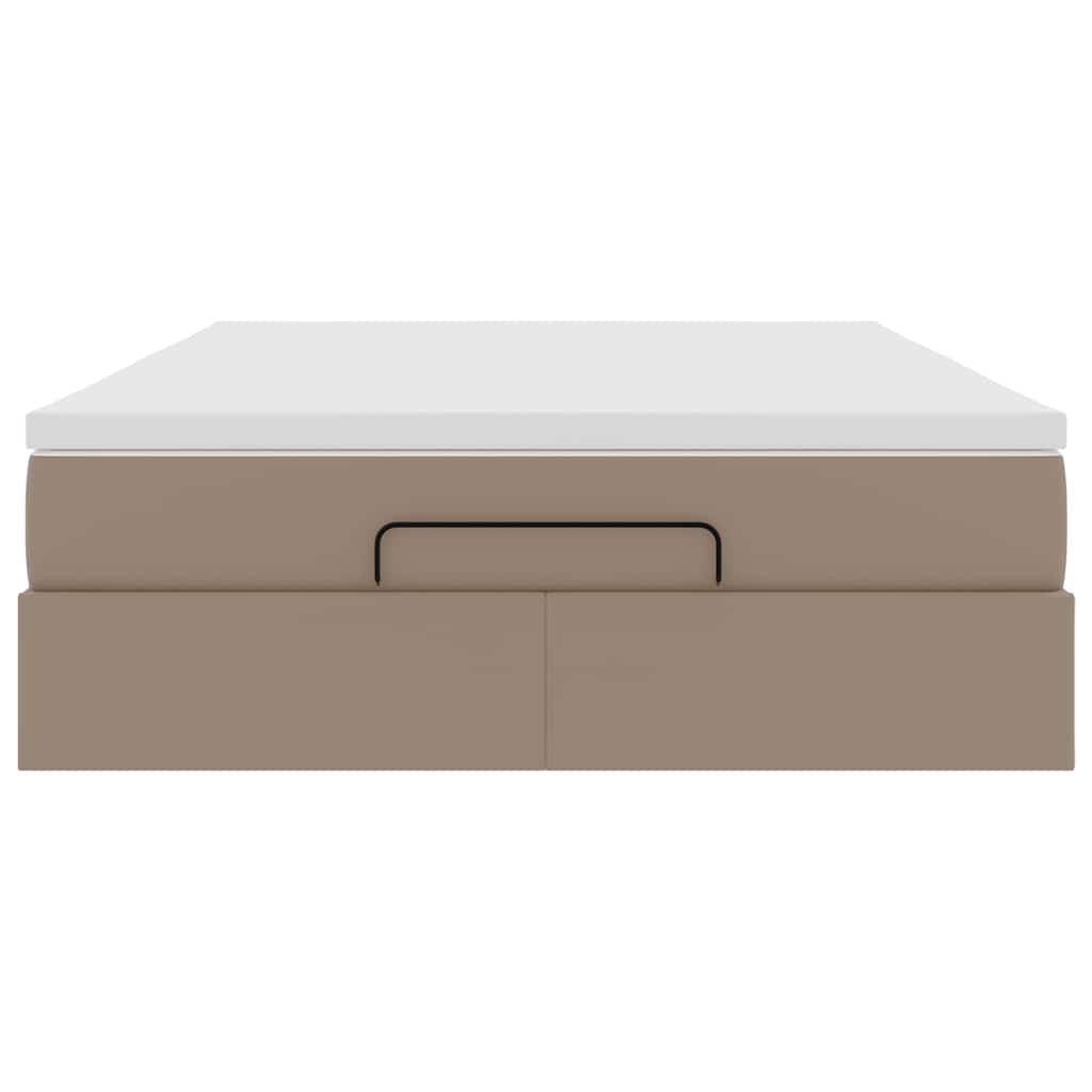 Cadre de lit ottoman et matelas cappuccino 140x200cm similicuir - XIOS