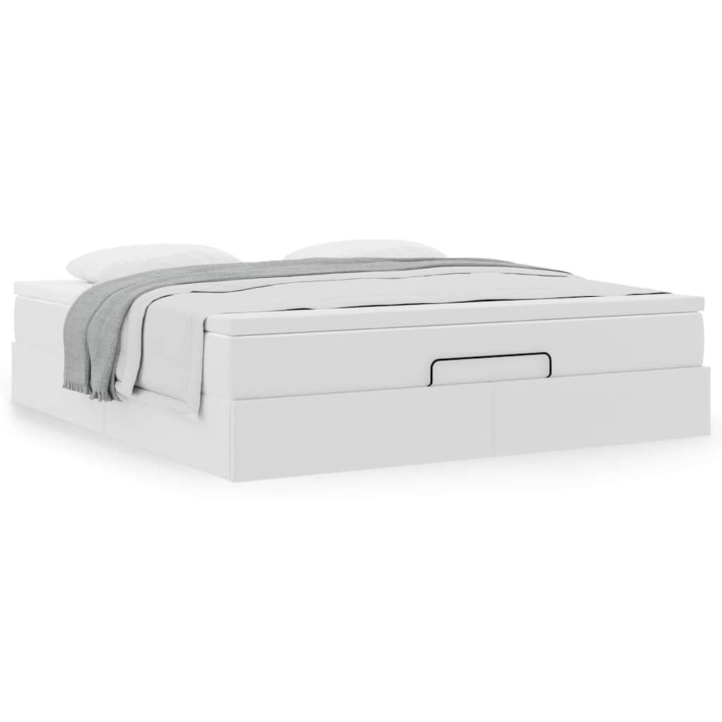 Cadre de lit ottoman avec matelas blanc 160x200 cm similicuir - XIOS