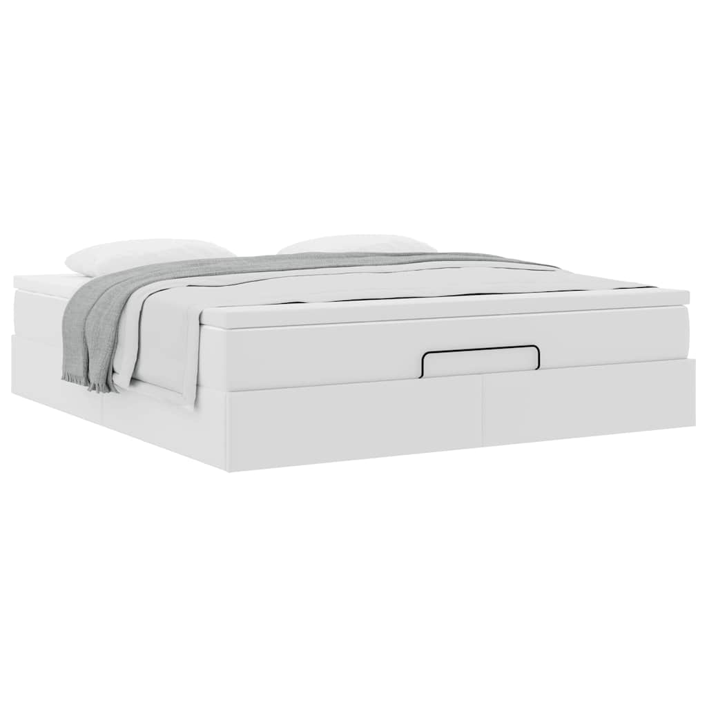 Cadre de lit ottoman avec matelas blanc 160x200 cm similicuir - XIOS