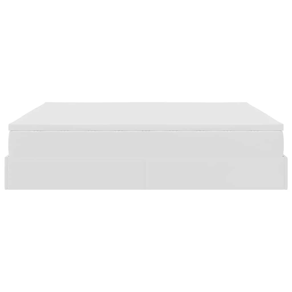 Cadre de lit ottoman avec matelas blanc 160x200 cm similicuir
