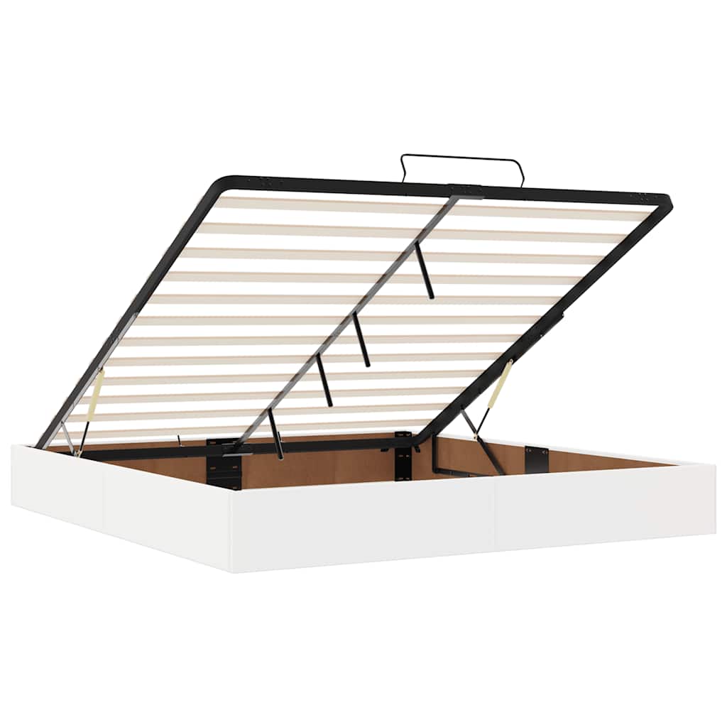 Cadre de lit ottoman avec matelas blanc 160x200 cm similicuir - XIOS