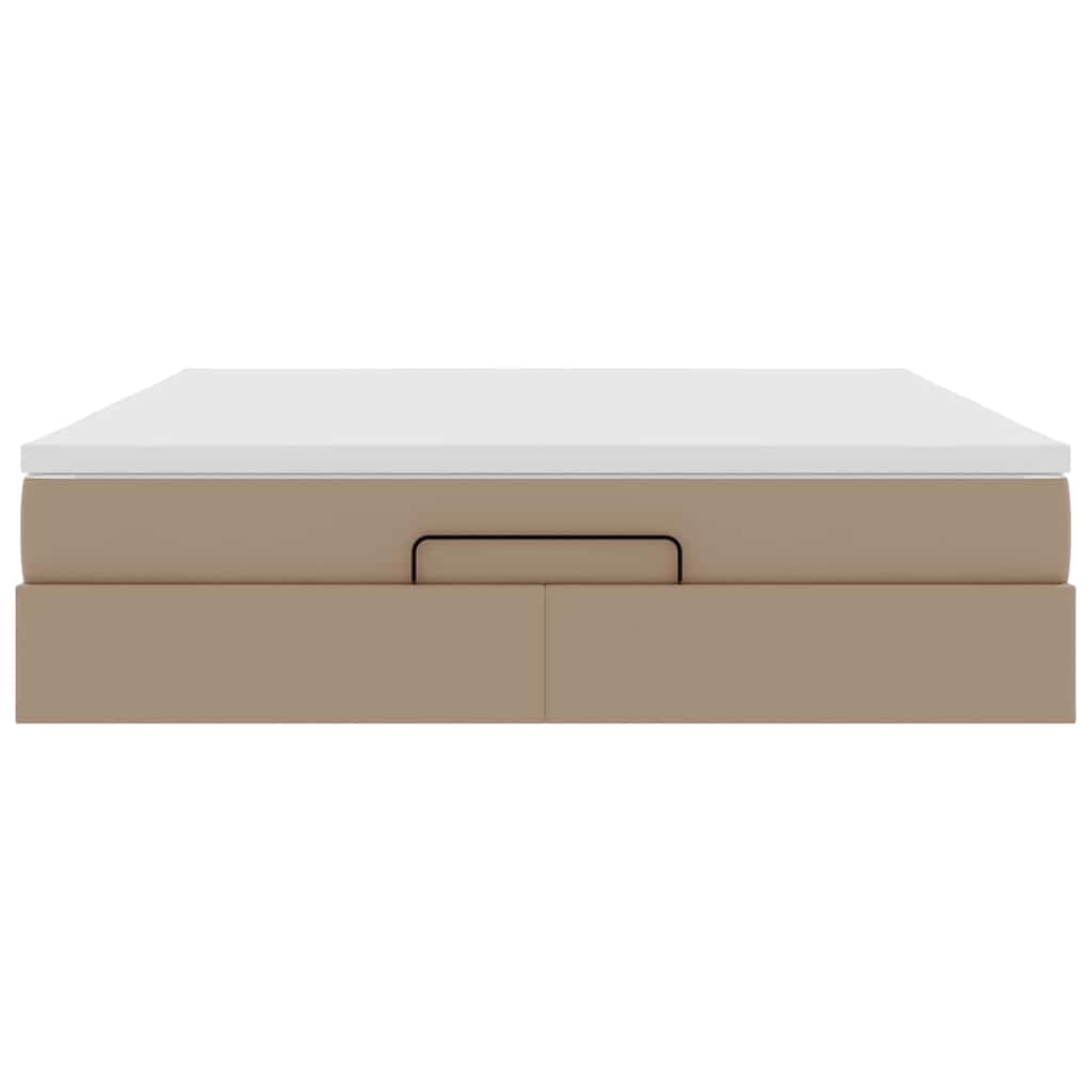 Cadre de lit ottoman et matelas cappuccino 160x200cm similicuir