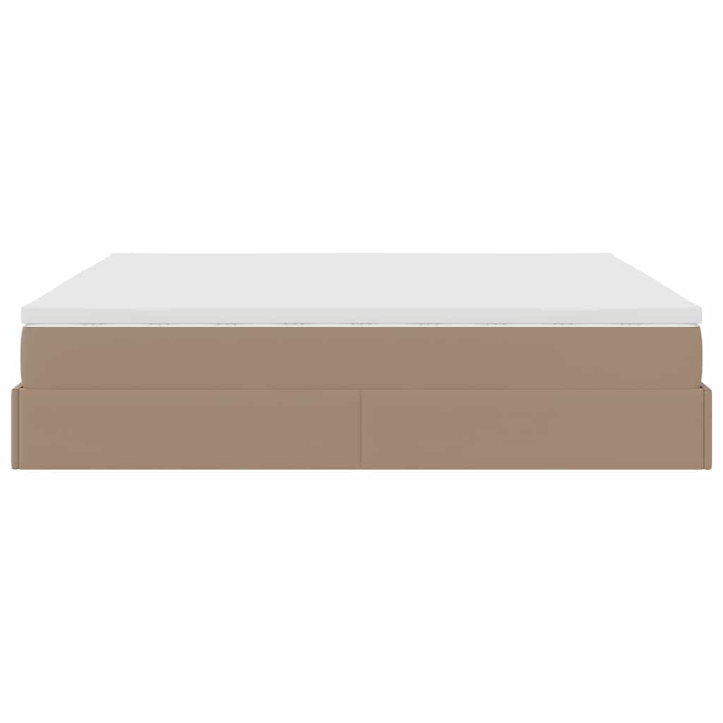 Cadre de lit ottoman et matelas cappuccino 160x200cm similicuir