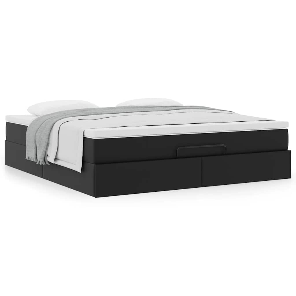 Cadre de lit ottoman avec matelas noir 180x200 cm similicuir - XIOS