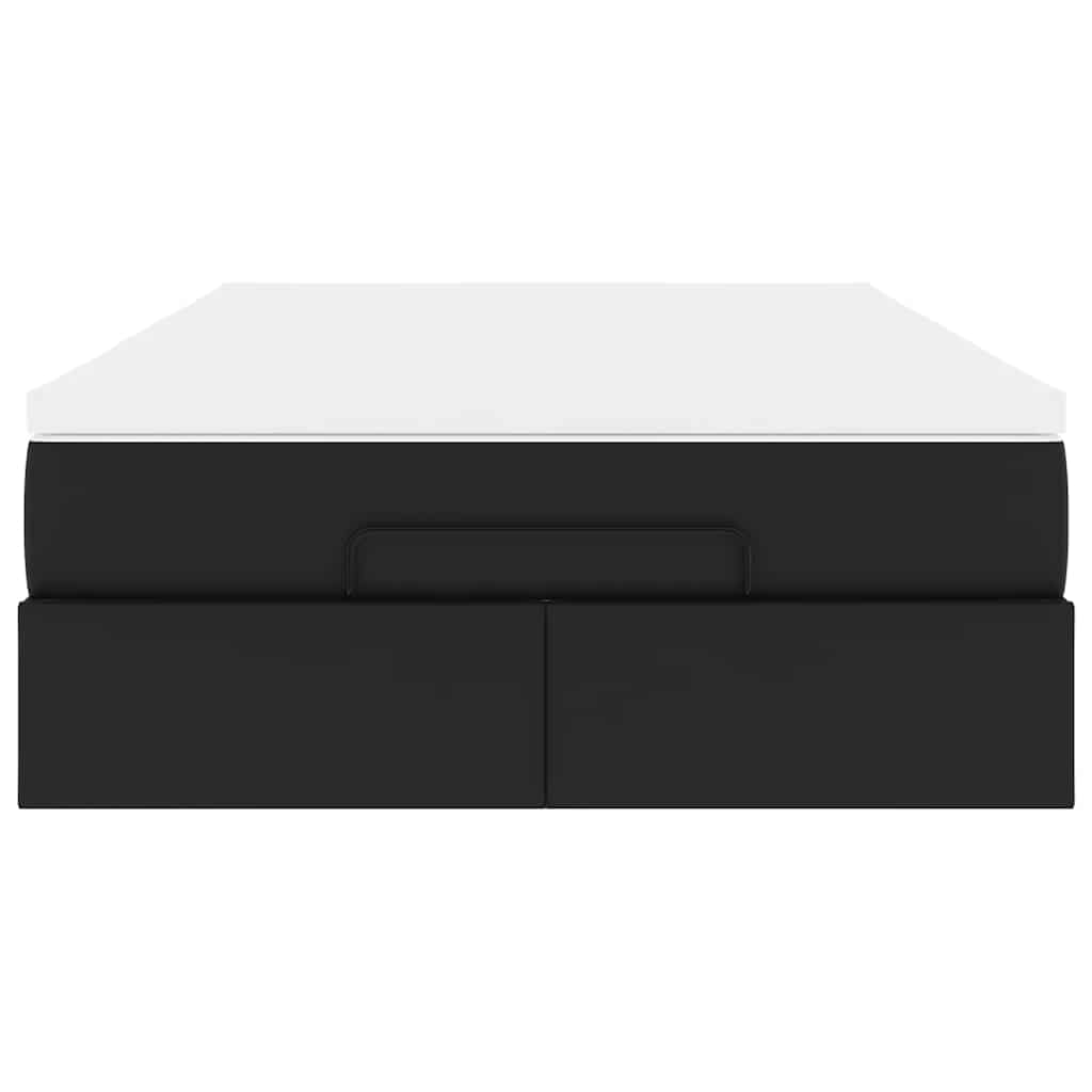 Cadre de lit ottoman avec matelas noir 180x200 cm similicuir