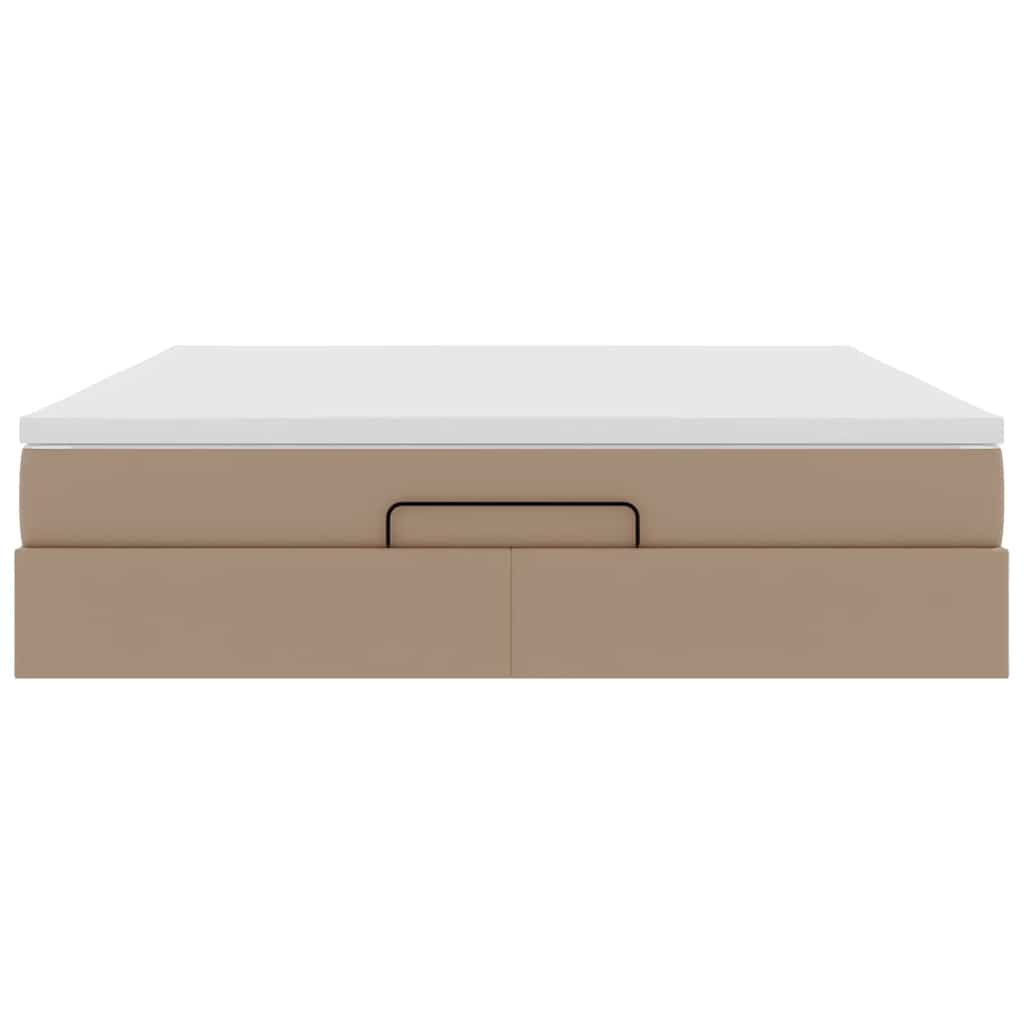 Cadre de lit ottoman et matelas cappuccino 180x200cm similicuir