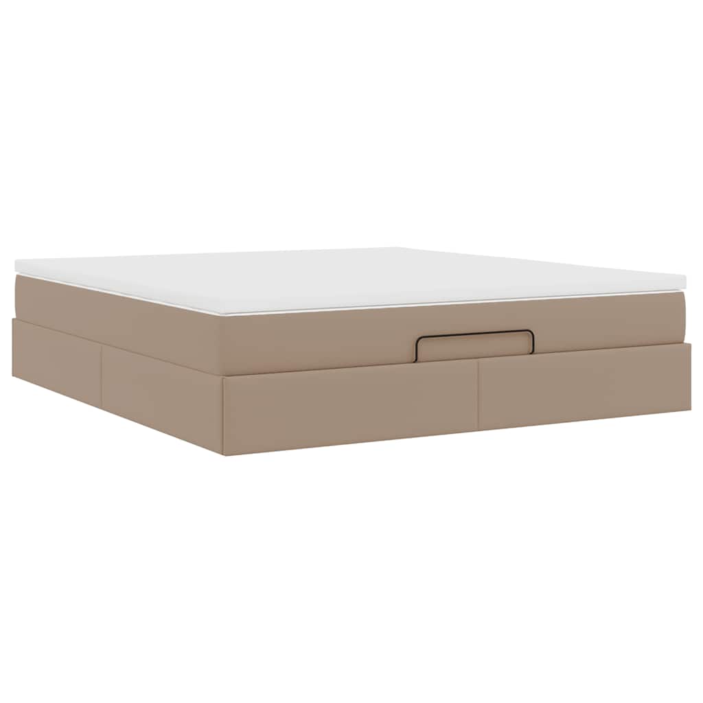 Cadre de lit ottoman et matelas cappuccino 180x200cm similicuir
