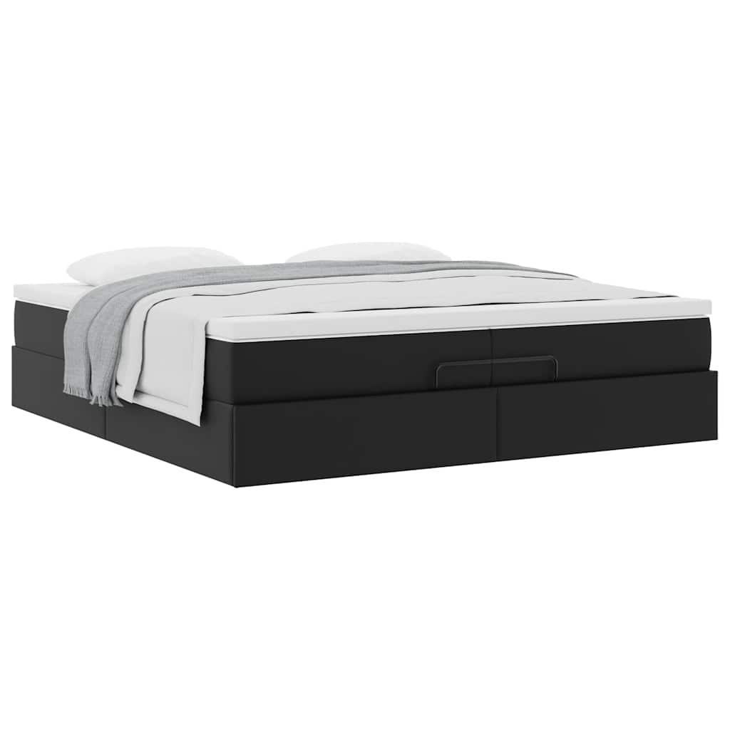Cadre de lit ottoman avec matelas noir 200x200 cm similicuir - XIOS