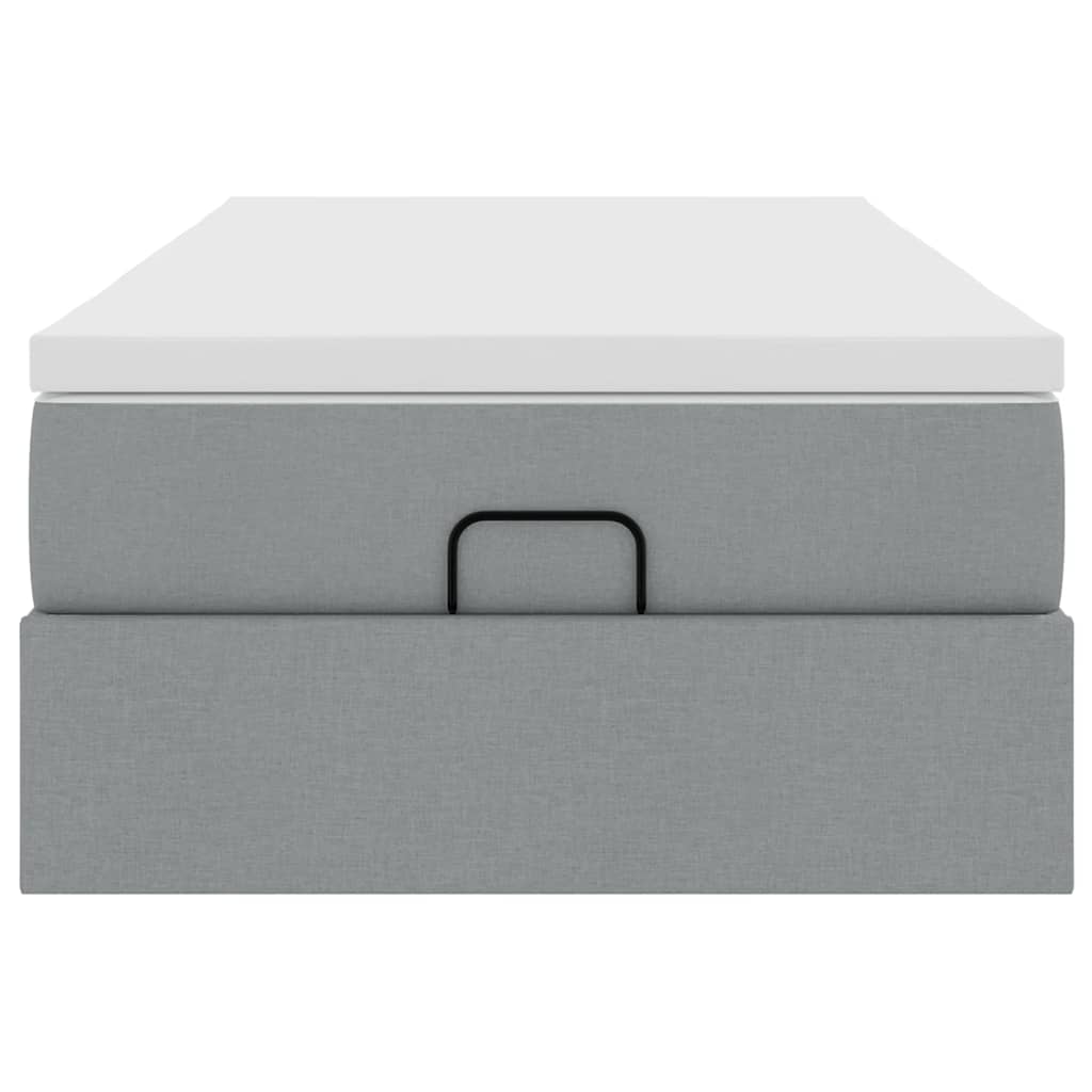 Cadre de lit ottoman avec matelas gris clair 80x200 cm tissu - XIOS