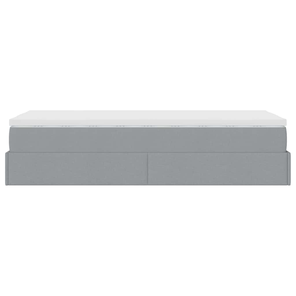 Cadre de lit ottoman avec matelas gris clair 80x200 cm tissu - XIOS