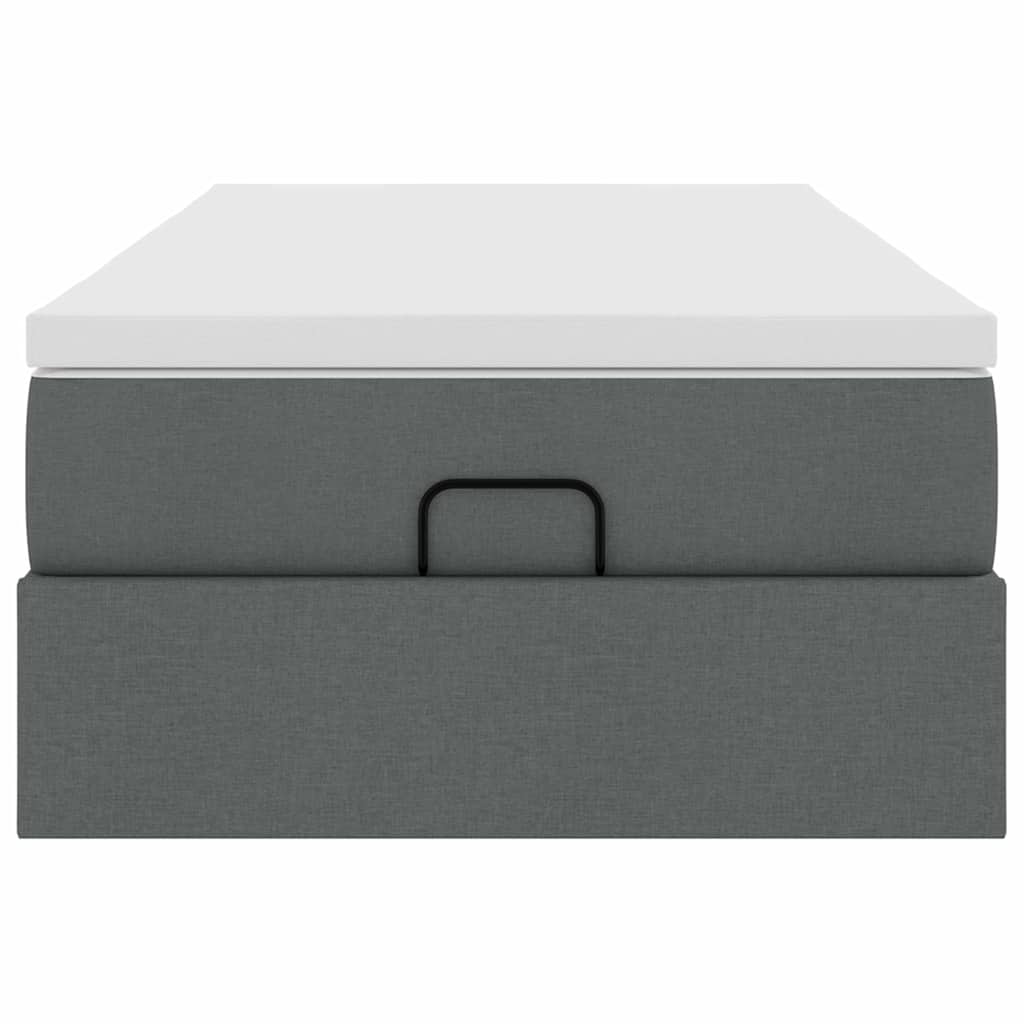 Cadre de lit ottoman avec matelas gris foncé 80x200 cm tissu - XIOS