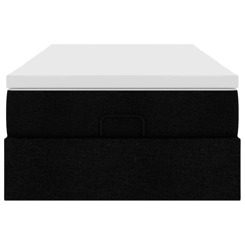 Cadre de lit ottoman avec matelas noir 80x200 cm tissu
