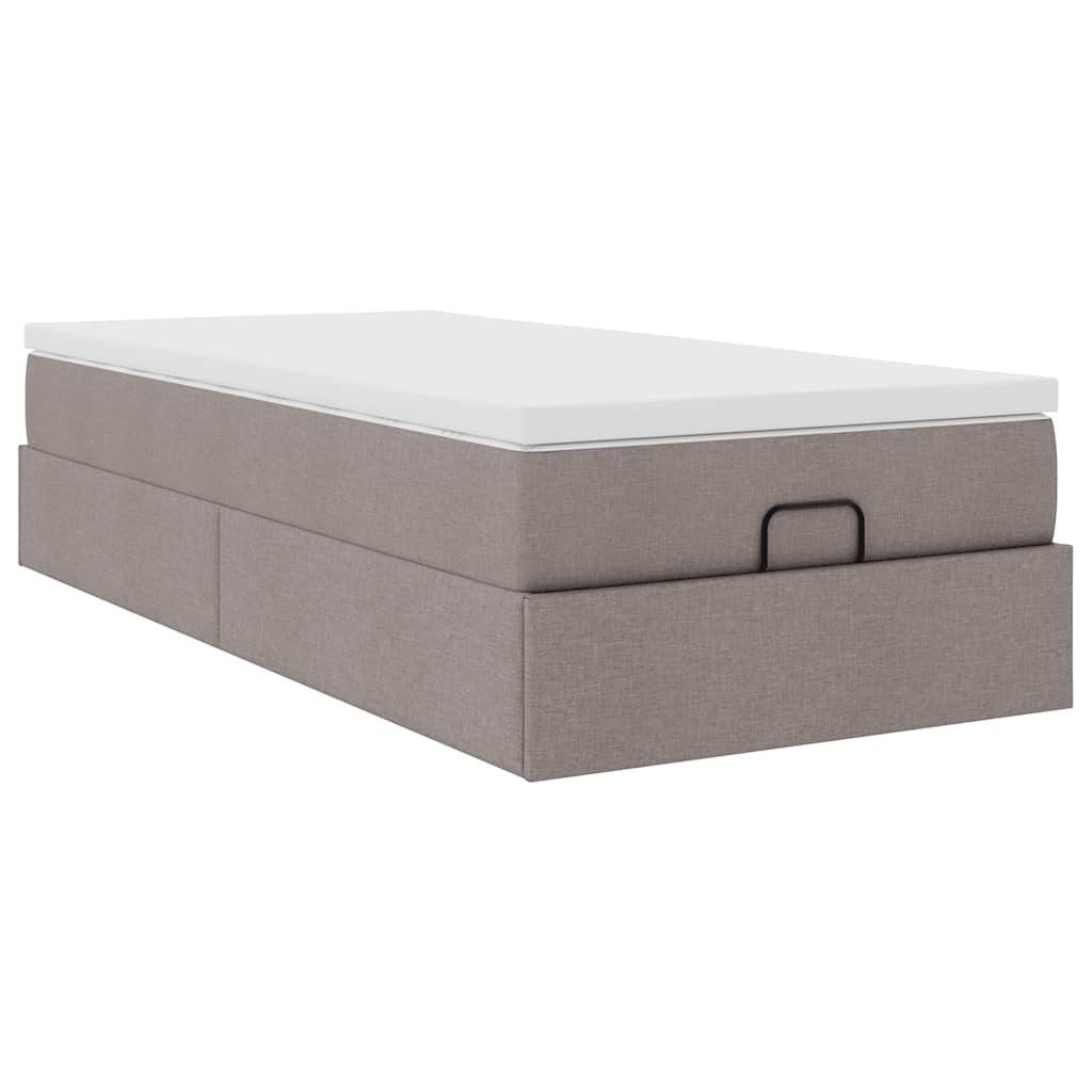Cadre de lit ottoman avec matelas taupe 80x200 cm tissu - XIOS