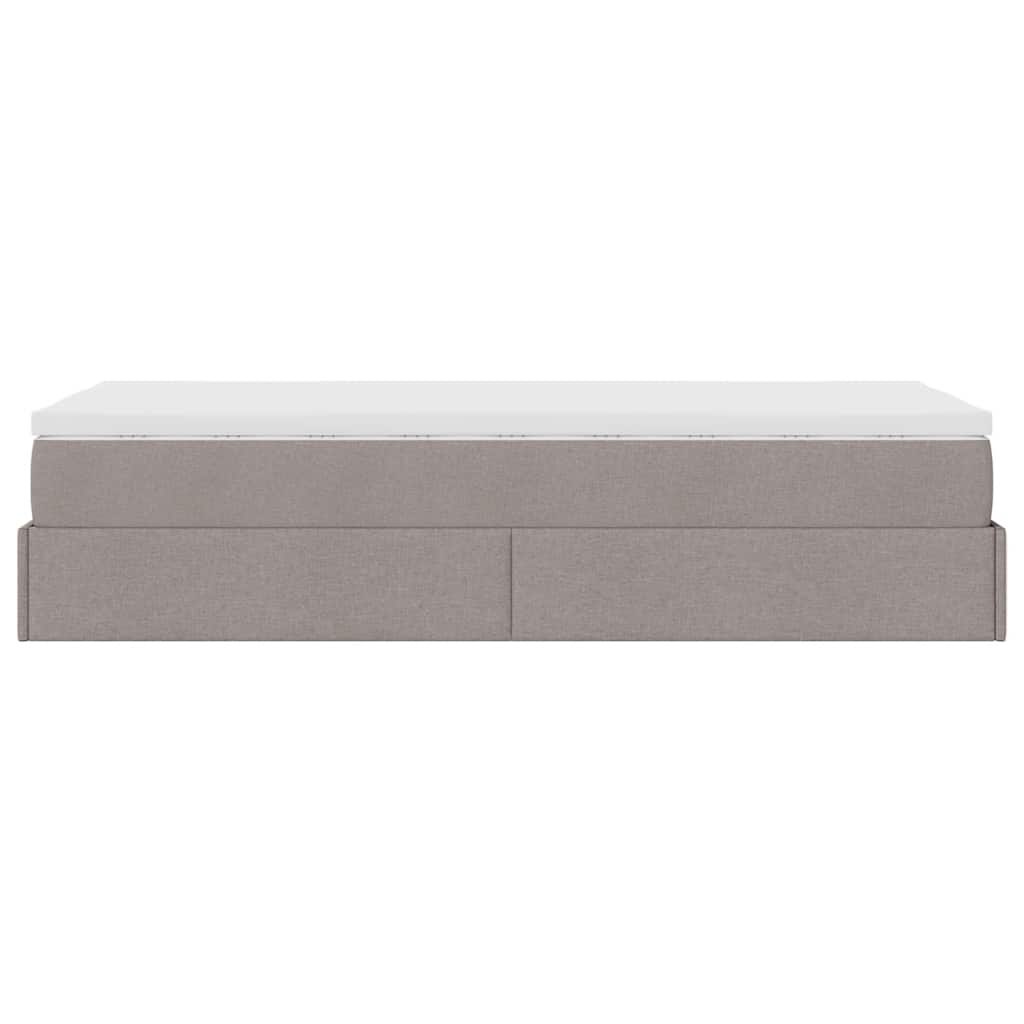 Cadre de lit ottoman avec matelas taupe 80x200 cm tissu - XIOS