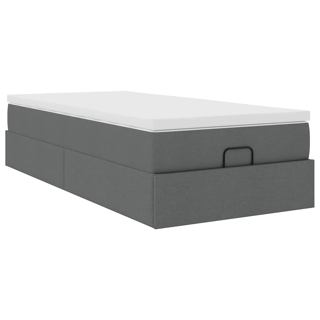 Cadre de lit ottoman avec matelas gris foncé 90x190 cm tissu - XIOS