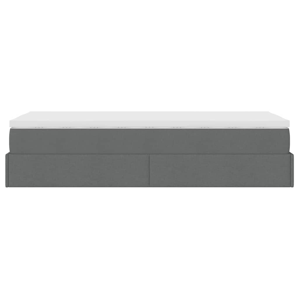 Cadre de lit ottoman avec matelas gris foncé 90x190 cm tissu - XIOS