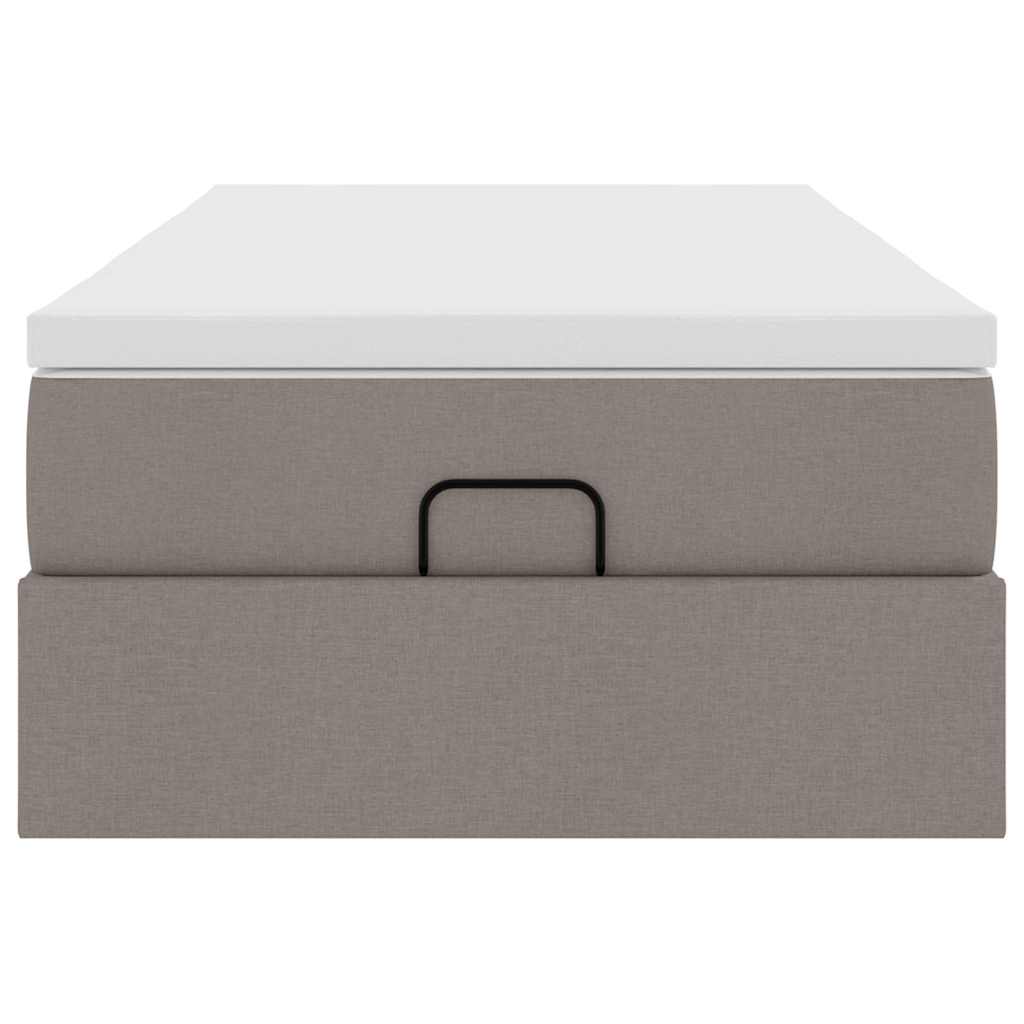 Cadre de lit ottoman avec matelas taupe 90x190 cm tissu