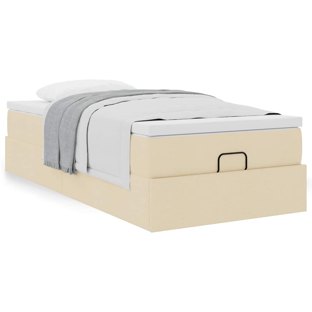 Cadre de lit ottoman avec matelas crème 90x190 cm tissu - XIOS