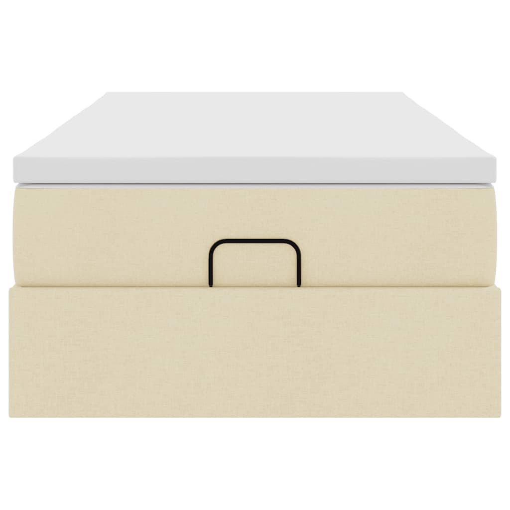 Cadre de lit ottoman avec matelas crème 90x190 cm tissu
