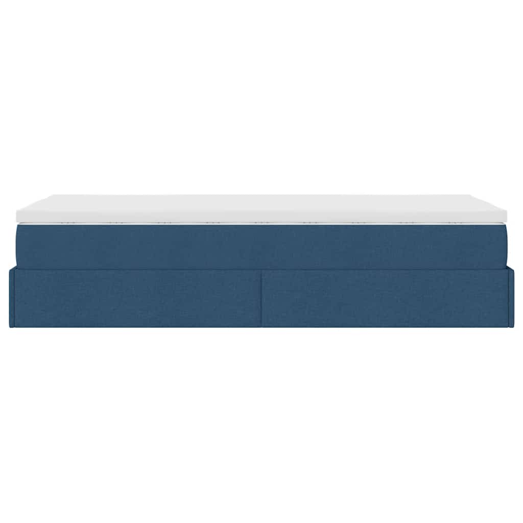 Cadre de lit ottoman avec matelas bleu 90x190 cm tissu - XIOS