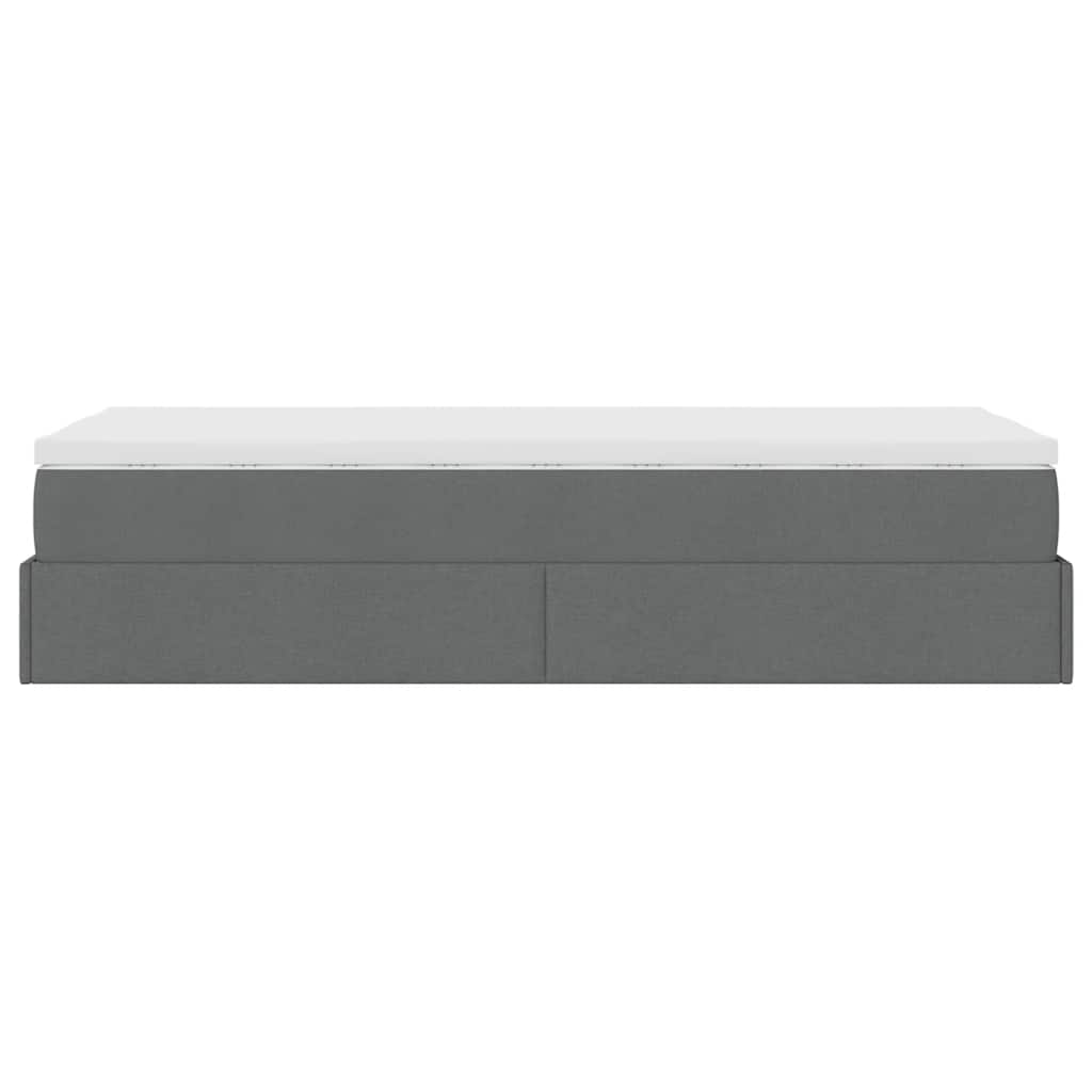 Cadre de lit ottoman avec matelas gris foncé 90x200 cm tissu - XIOS