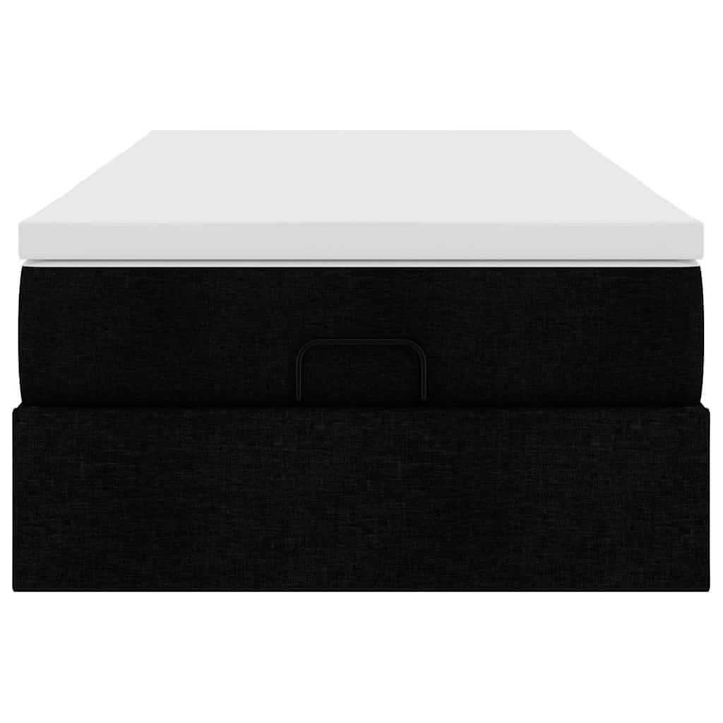 Cadre de lit ottoman avec matelas noir 90x200 cm tissu - XIOS
