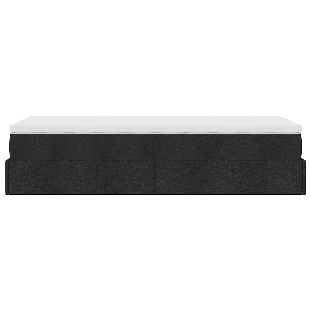 Cadre de lit ottoman avec matelas noir 90x200 cm tissu - XIOS