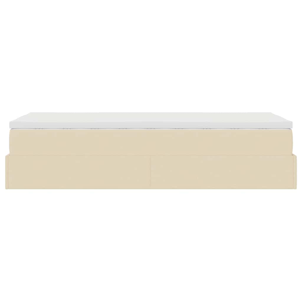 Cadre de lit ottoman avec matelas crème 90x200 cm tissu - XIOS