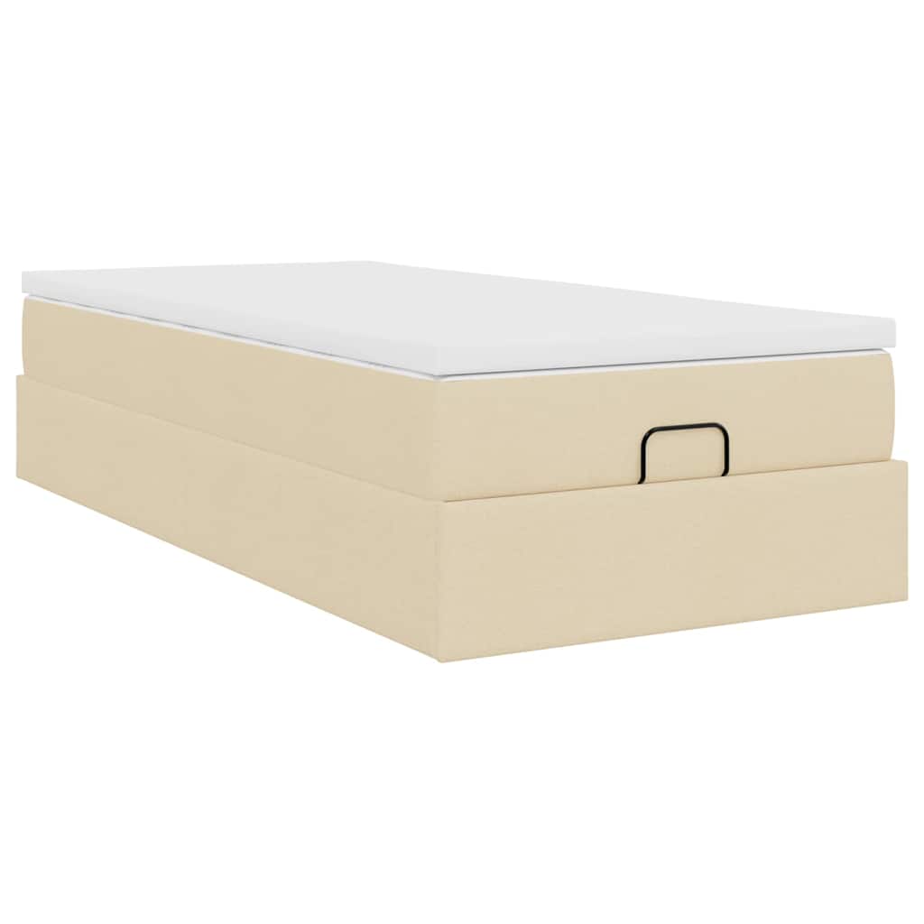 Cadre de lit ottoman avec matelas crème 90x200 cm tissu - XIOS